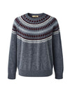 COMOBOCA 100% Wool Women's Geometric Fair Isle Knit Sweater
