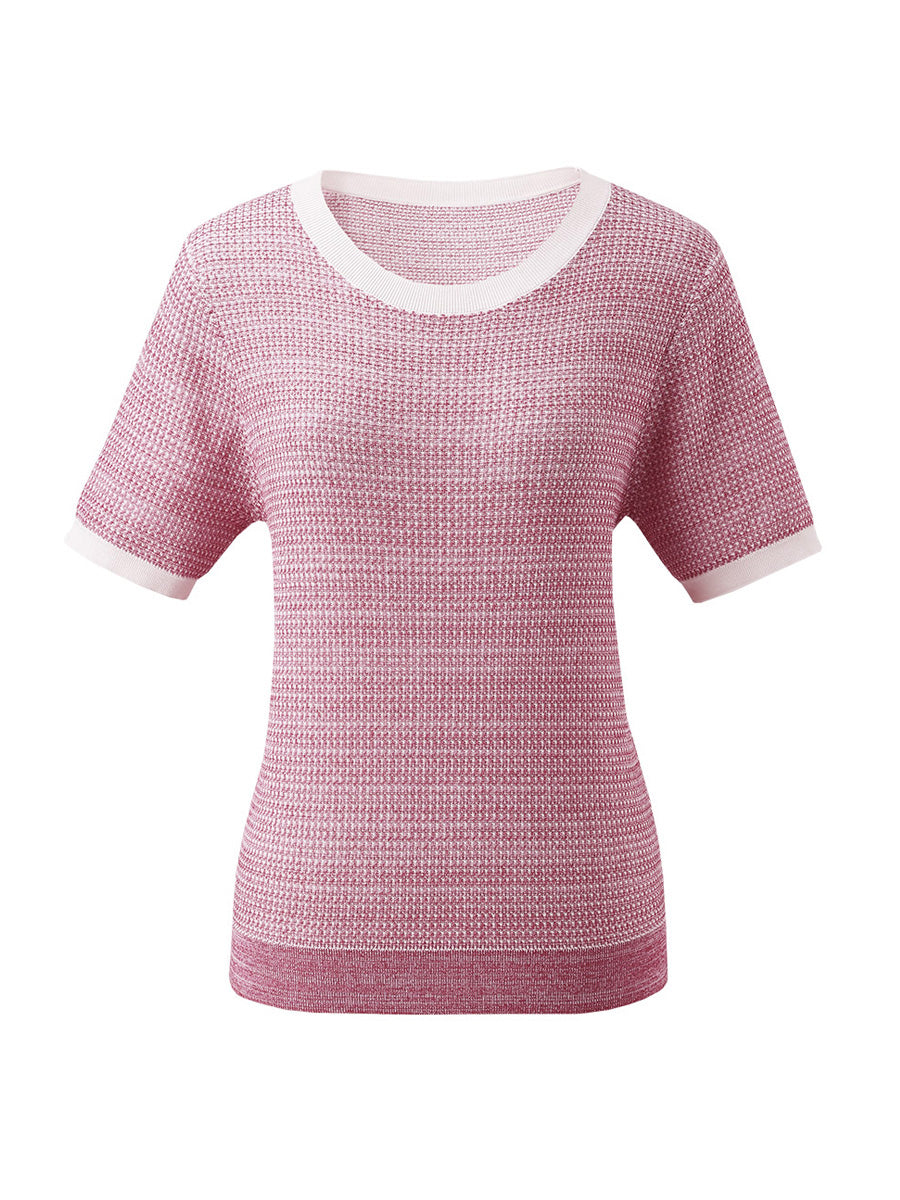 COMOBOCA Women's Chic Striped Knit T-Shirt