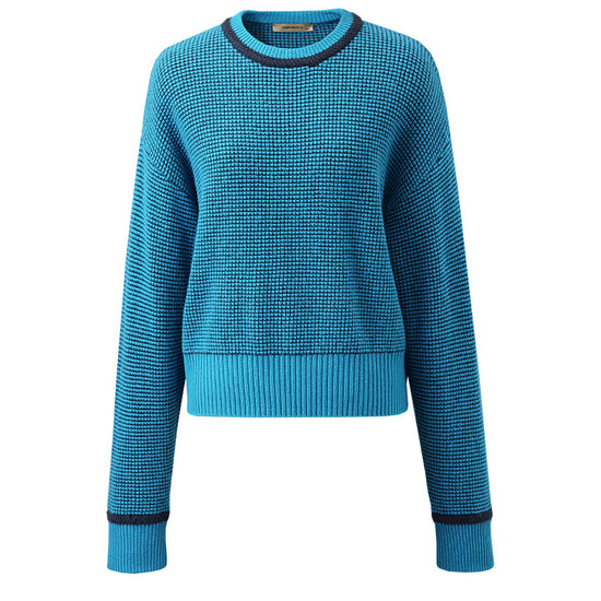 COMOBOCA 100% Wool Women's Colorblock Raglan Sleeve Sweater