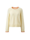 COMOBOCA 100% Wool Women's Contrast Trim Knit Sweater