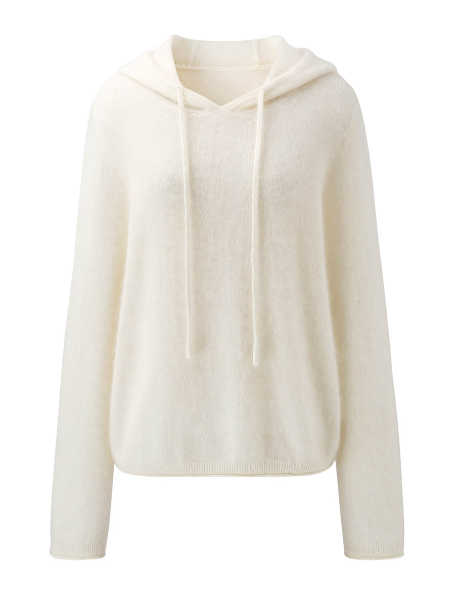 COMOBOCA Women's Wool Fuzzy Hooded Sweater