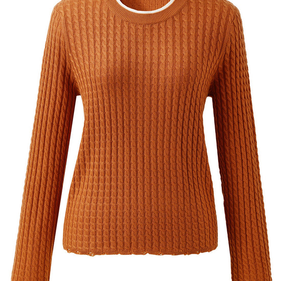 COMOBOCA Women's Cable Knit Ribbed Sweater