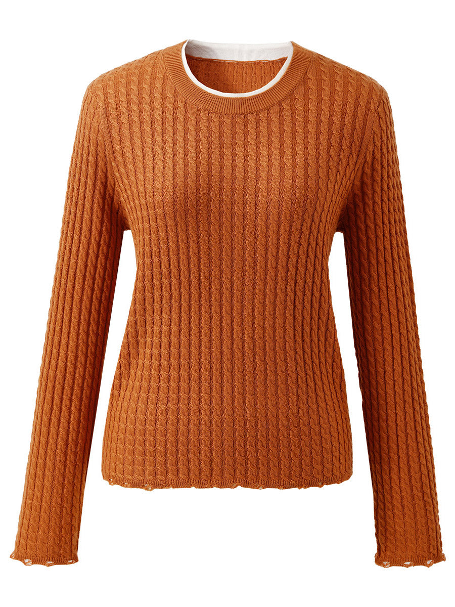COMOBOCA Women's Cable Knit Ribbed Sweater