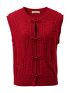 COMOBOCA 100% Cashmere Women's Bow Detailing Cable Knit Vest
