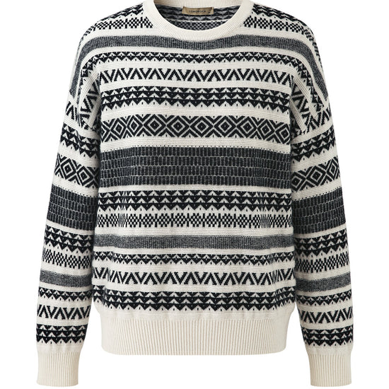 COMOBOCA 100% Cashmere Women's Fair Isle Round Neck Knit Sweater