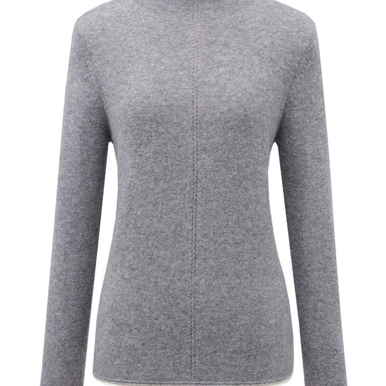 COMOBOCA 100% Cashmere Women's Ribbed Contrast Trim Sweater