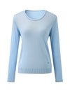 COMOBOCA Women's Rhinestone Detail Crewneck Knit Sweater