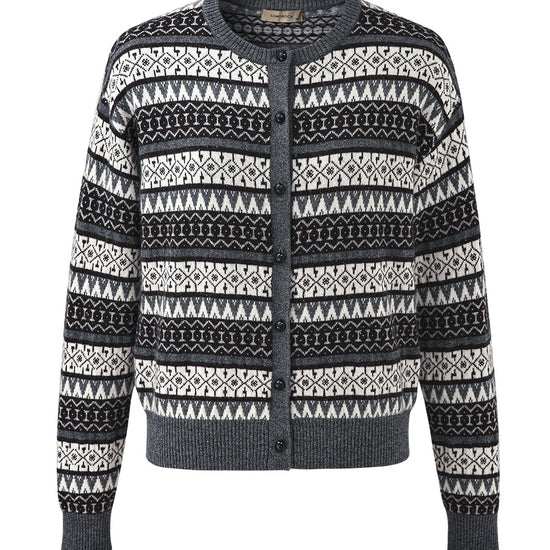 COMOBOCA 100% Cashmere Women's Fair Isle Knit Cardigan