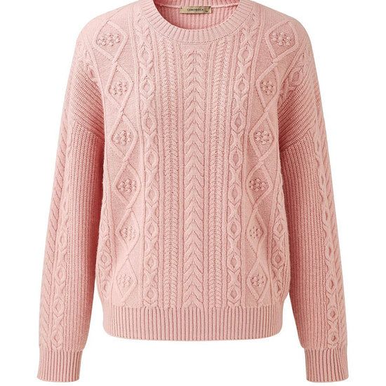 COMOBOCA 100% Wool Women's Cable Round Neck Knit Sweater