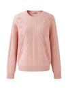 COMOBOCA 100% Wool Women's Cable Round Neck Knit Sweater
