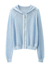 COMOBOCA Women's Ribbed Mesh Zip-Up Hoodie