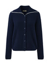 COMOBOCA 100% Cashmere Women's Contrast Trimmed Collared Knit Cardigan