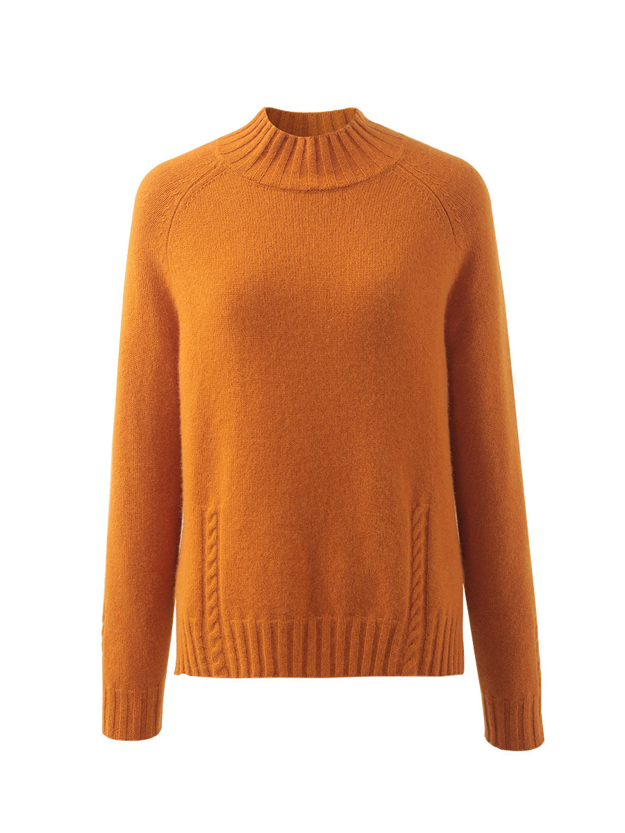 COMOBOCA 100% Cashmere Women's Mock Neck Knit Sweater