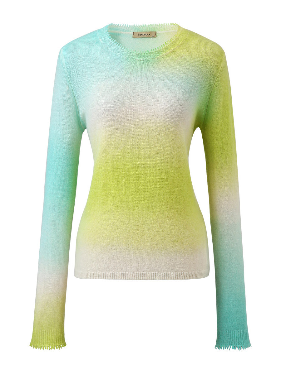 COMOBOCA 100% Cashmere Women's Gradient Ombre Sweater