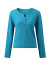 COMOBOCA 100% Wool Women's V-Neck Button Up Cardigan