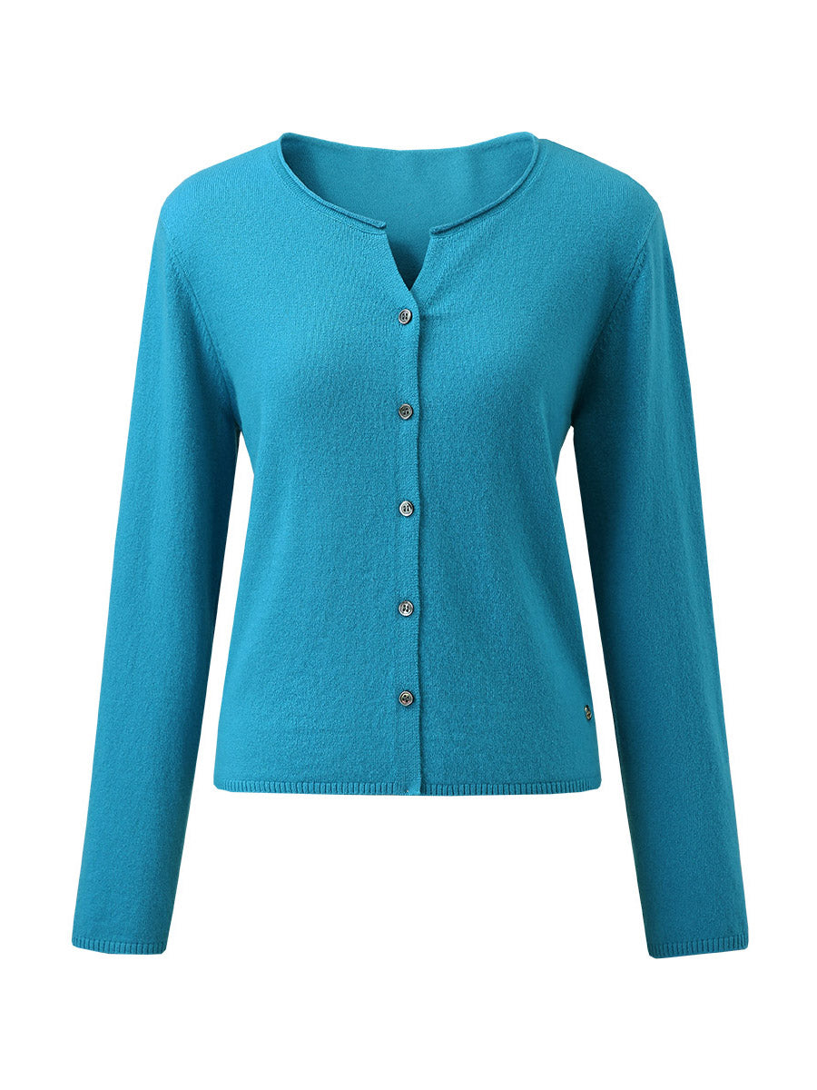 COMOBOCA 100% Wool Women's V-Neck Button Up Cardigan