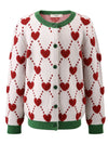 COMOBOCA 100% Wool Kids' Heart Pattern Knit Cardigan