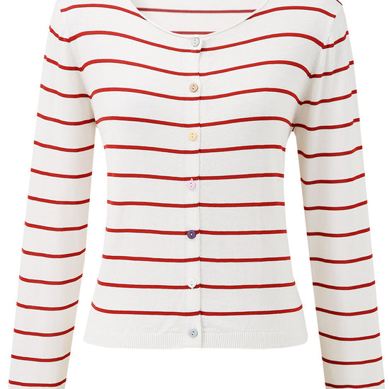 COMOBOCA Women's Striped Button-Down Cardigan