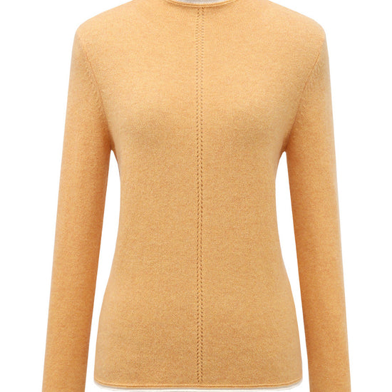 COMOBOCA 100% Cashmere Women's Ribbed Contrast Trim Sweater
