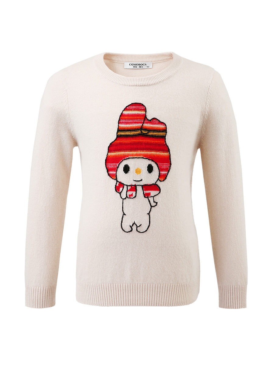 COMOBOCA 100% Wool Kids' Round Neck Cartoon Sweater