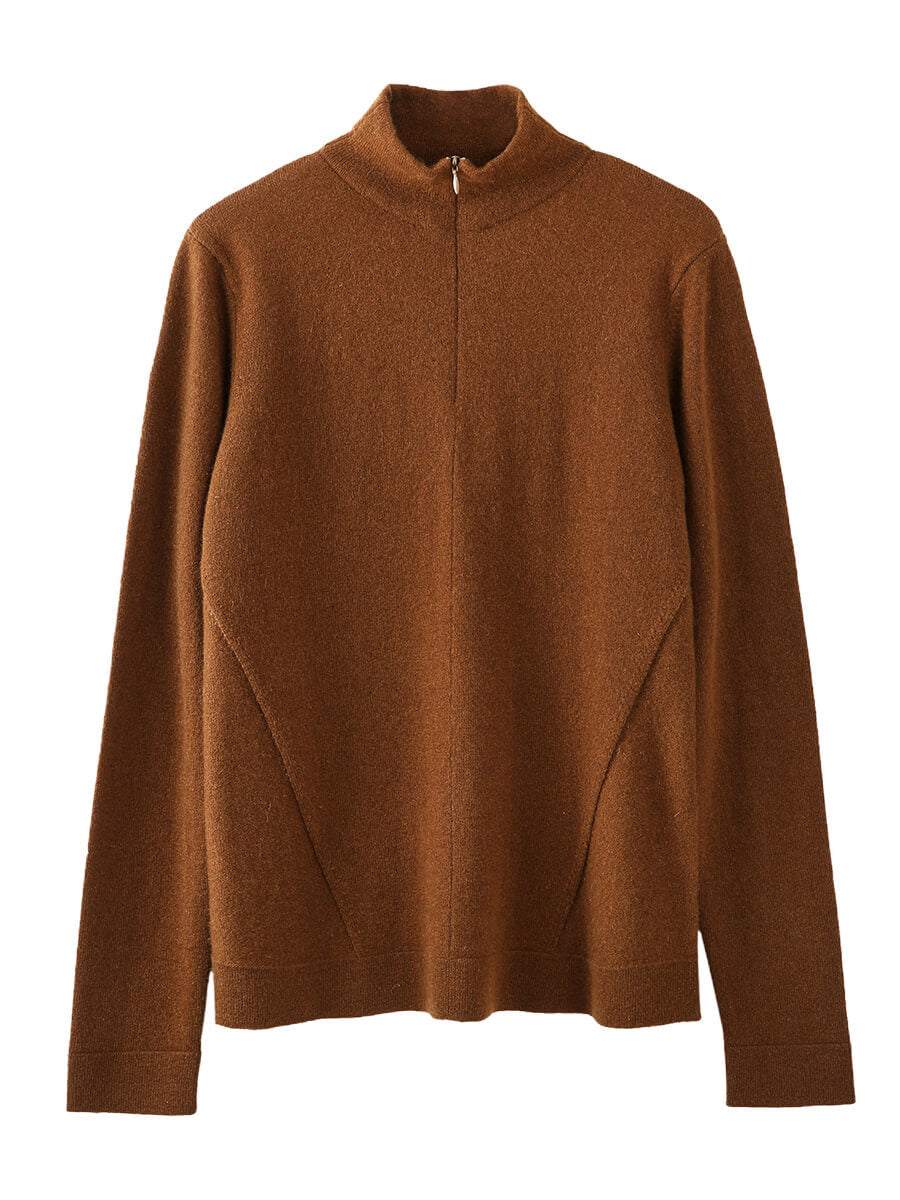 COMOBOCA 100% Cashmere Women's Half-Zip Mock Neck Pullover Sweater