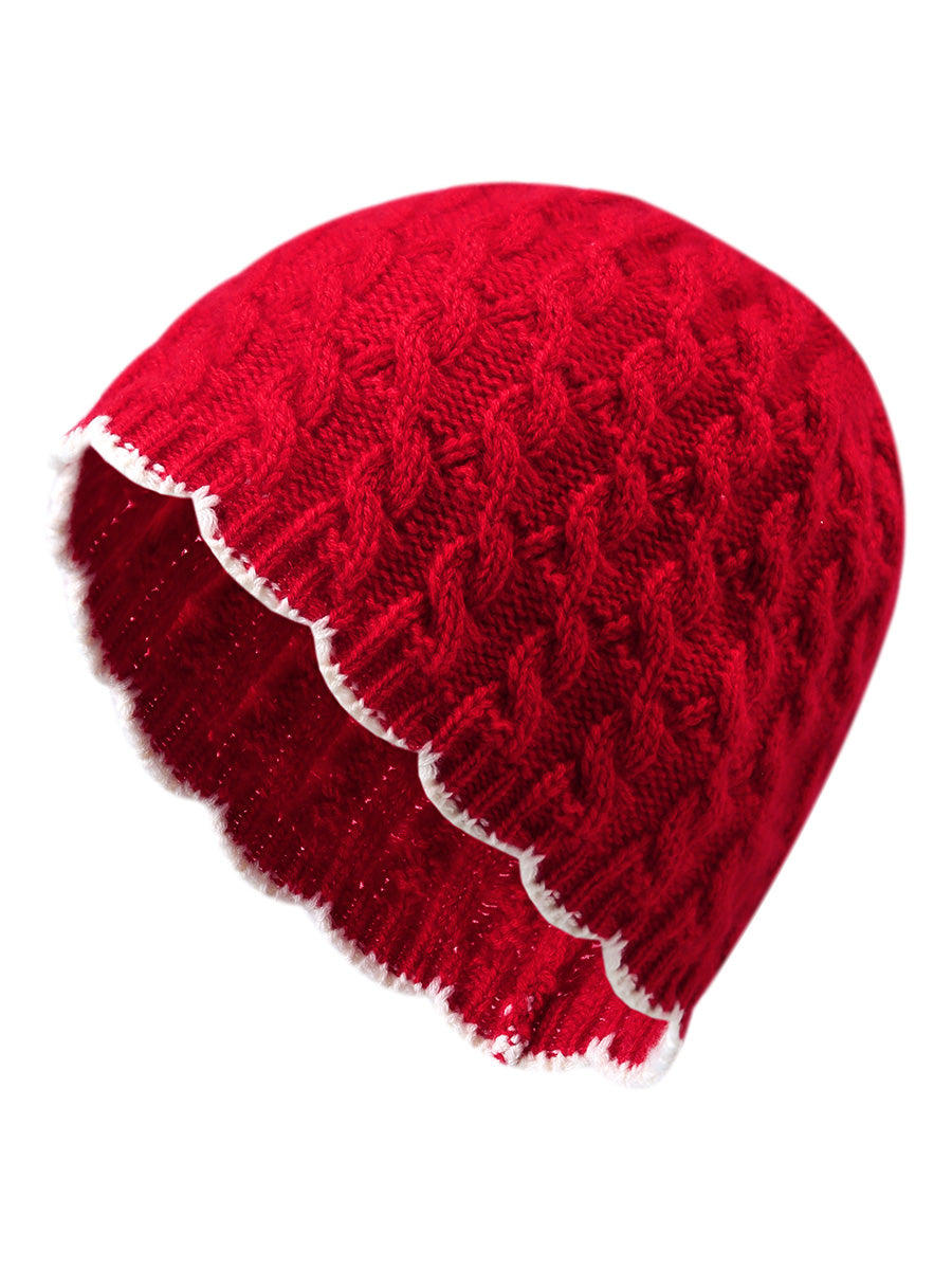 COMOBOCA 100% Cashmere Women's Cable Knit Beanie