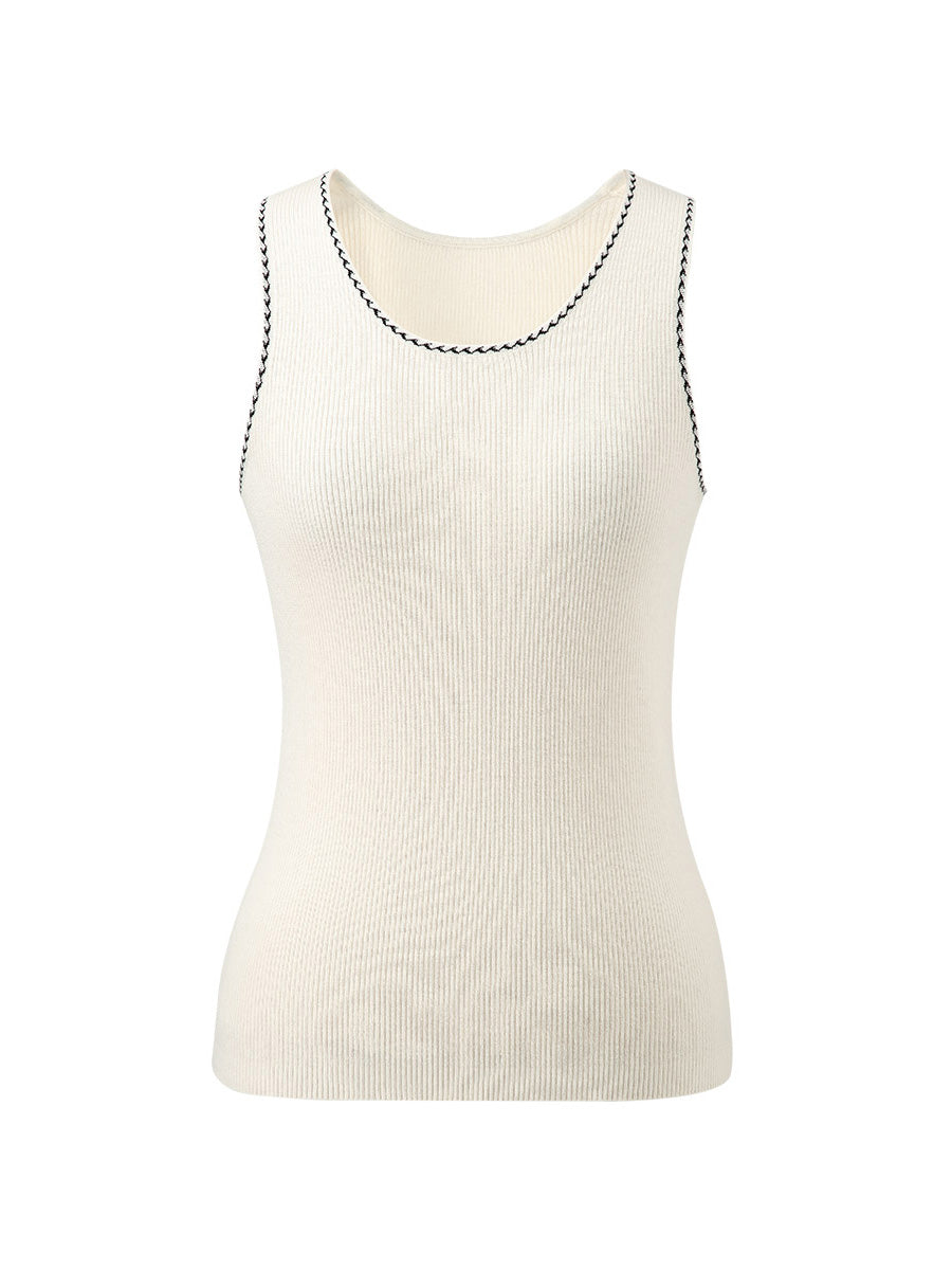COMOBOCA 100% Wool Women's Sleek Ribbed Knit Tank Top