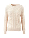 COMOBOCA 100% Cashmere Women's Cable Round Neck Knit Sweater