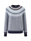 COMOBOCA 100% Cashmere Women's Fair Isle Round Neck Sweater