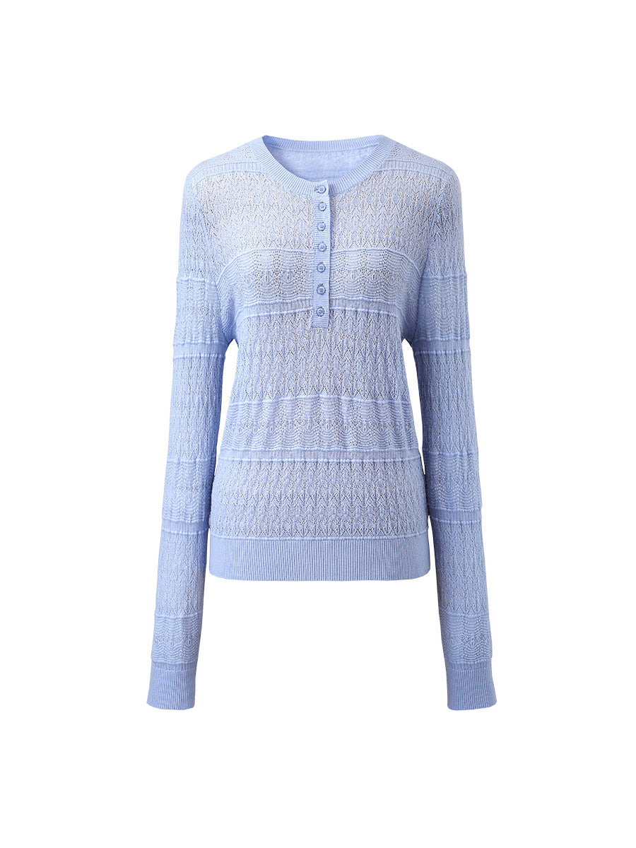 COMOBOCA 100% Wool Women's Stylish Lace Knit Sweater