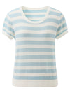 COMOBOCA Women's Striped Ribbed Knit T-Shirt