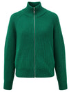 COMOBOCA 100% Wool Women's Half-High Neck Zip Cardigan
