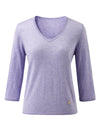 COMOBOCA Women's V-Neck 3/4 Sleeve Golden Heart T-Shirt