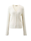 COMOBOCA 100% Cashmere Women's Faux Button Sweater with Lace Cuff