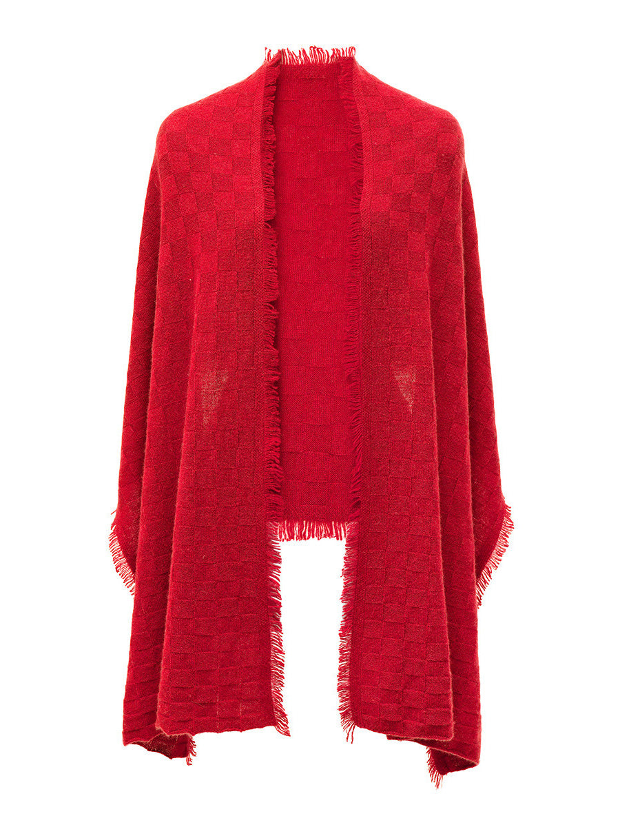COMOBOCA 100% Cashmere Fringe Solid Color Shawl Scarf