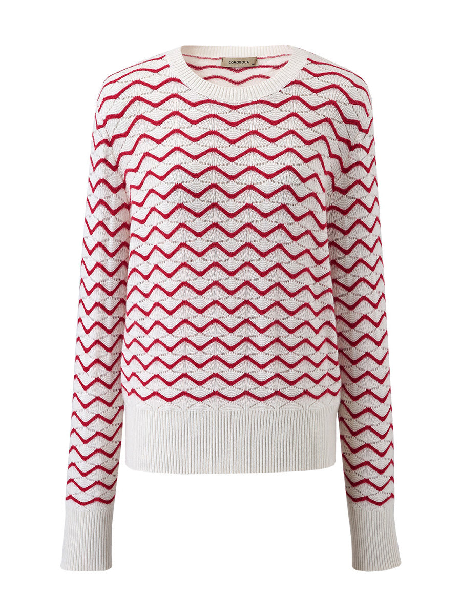 COMOBOCA 100% Cashmere Women's Wave Pattern Knit Sweater