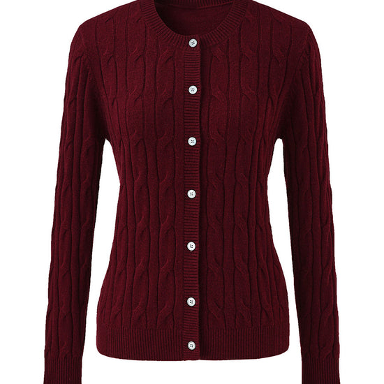 COMOBOCA 100% Cashmere Women's Cable Knit Button Front Cardigan