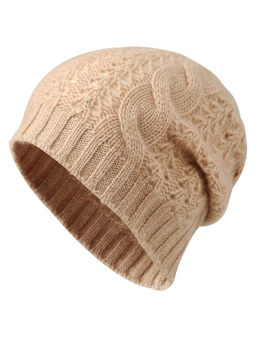 COMOBOCA 100% Cashmere Classic Cable Knit Beanie