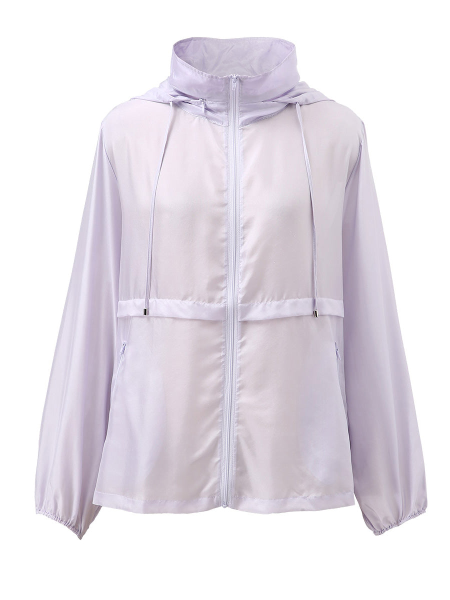 COMOBOCA 100% Mulberry Silk Women's Zip Up Hooded Jacket