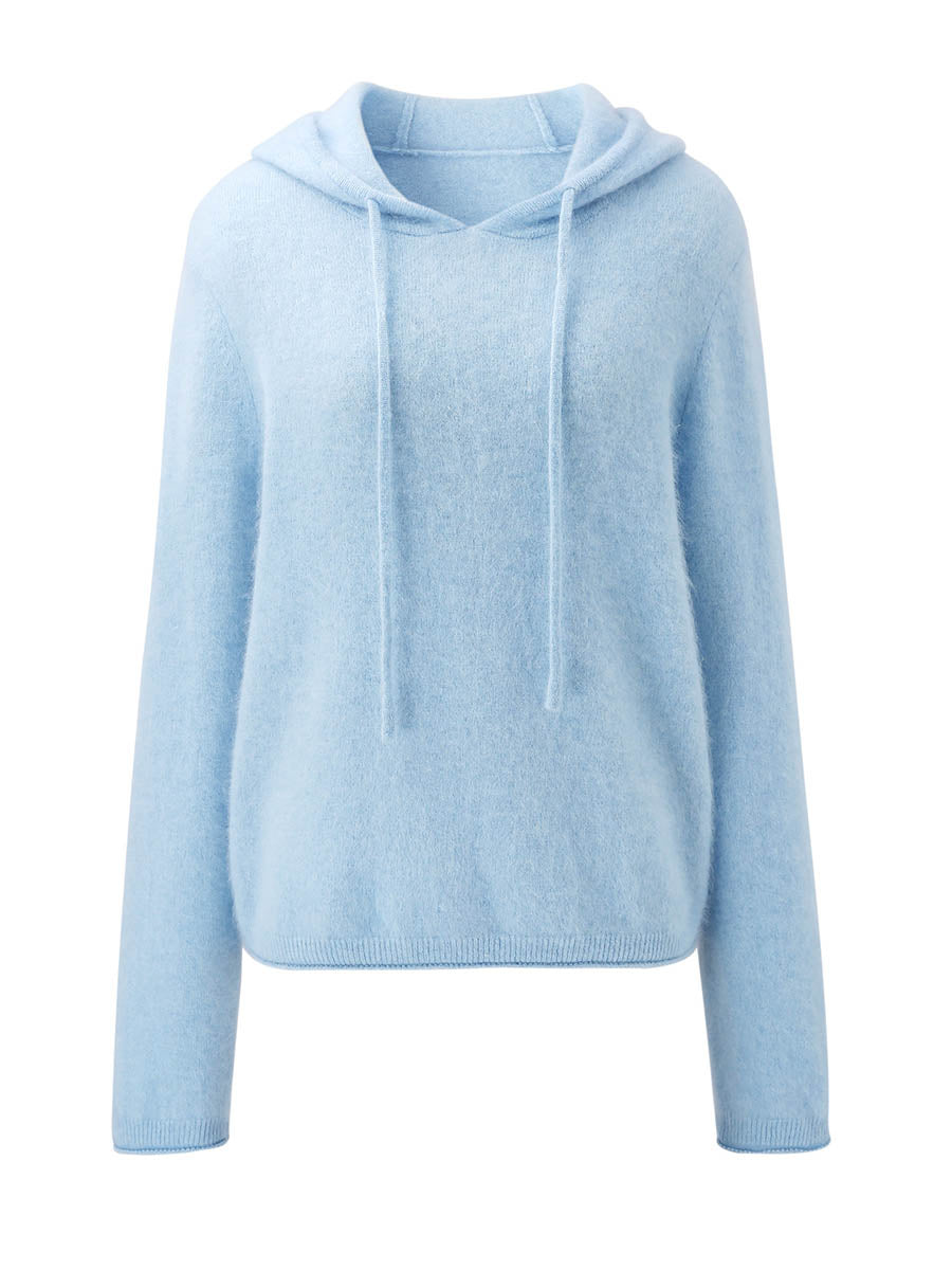 COMOBOCA Women's Wool Fuzzy Hooded Sweater