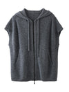 COMOBOCA 100% Cashmere Women's Hooded Double-Head Zipper Vest