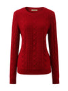 COMOBOCA 100% Wool Women's Cable Knit Sweater