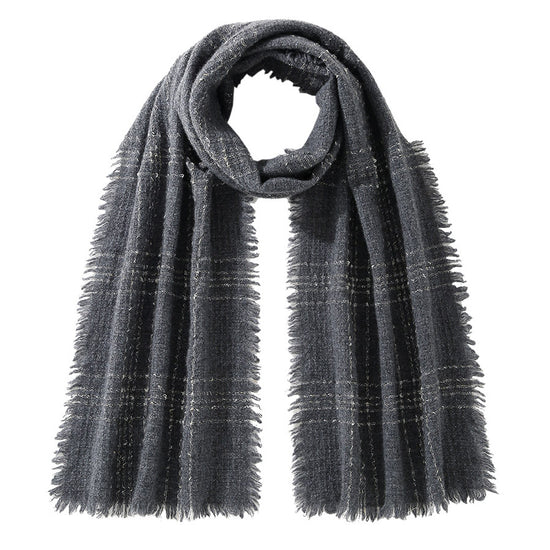 COMOBOCA 100% Cashmere Scarf with Fringes and Metallic Shimmer