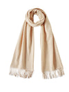 COMOBOCA Beige 100% Wool Fringe Versatile Scarf