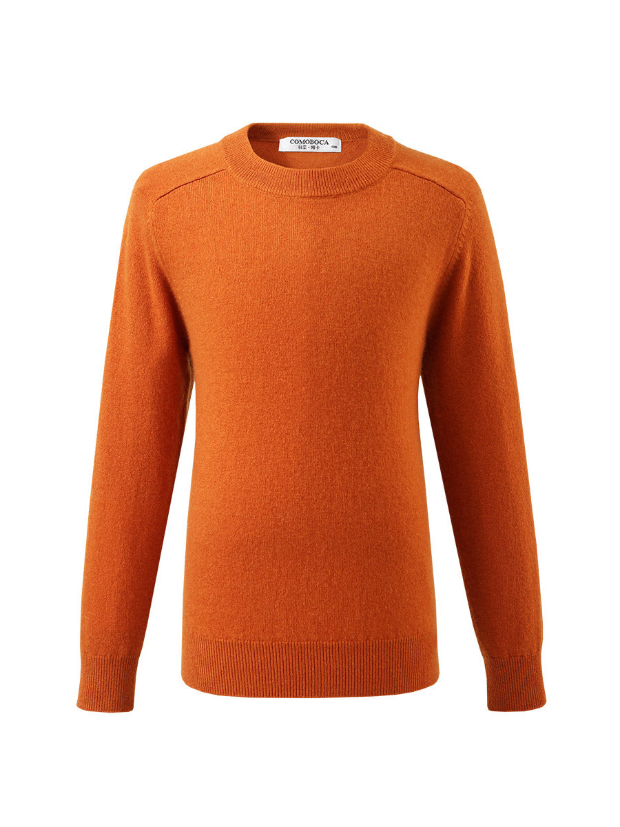 COMOBOCA 100% Wool Kids' Round Neck Plain 100% Sweater