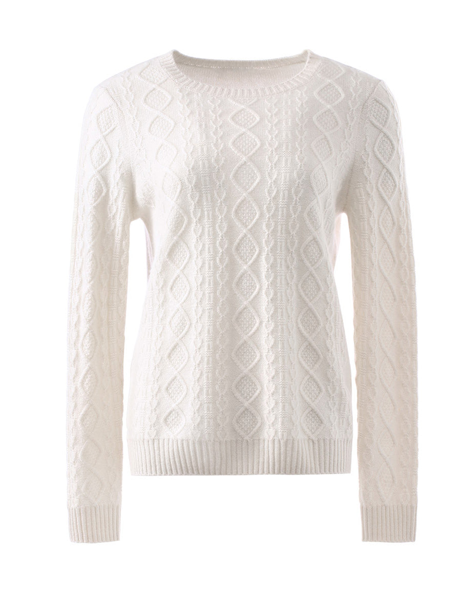 COMOBOCA 100% Wool Women's Cable Knit Sweater