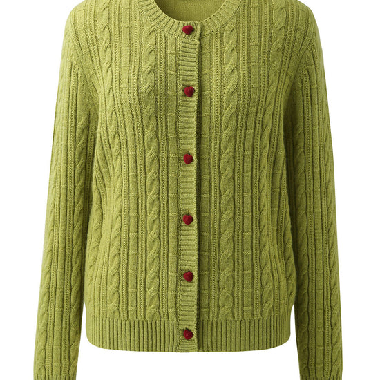 COMOBOCA 100% Cashmere Women's Cable Button Front Knit Cardigan