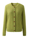 COMOBOCA 100% Cashmere Women's Cable Button Front Knit Cardigan