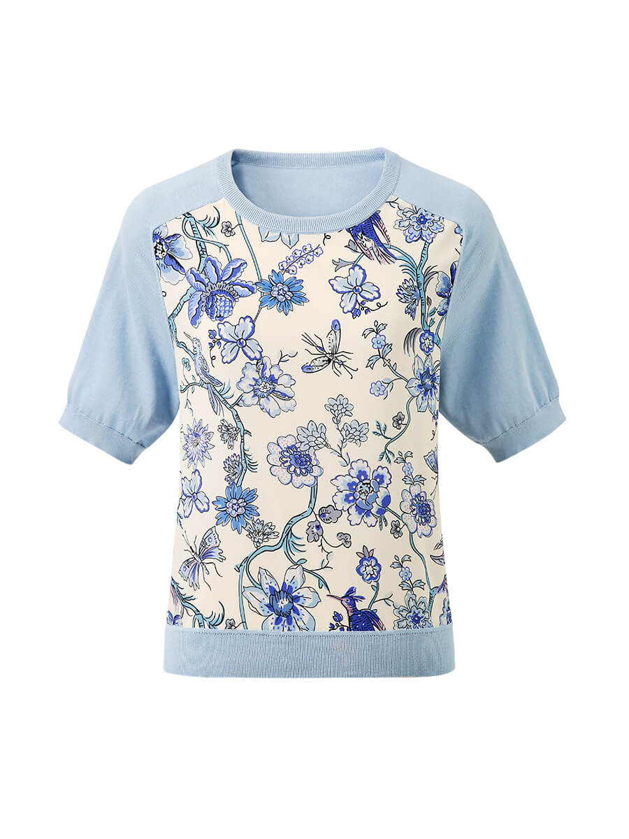 COMOBOCA Women's Floral Print Raglan Sleeve T-Shirt