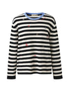 COMOBOCA 100% Wool Women's Striped Embroidered Sweater
